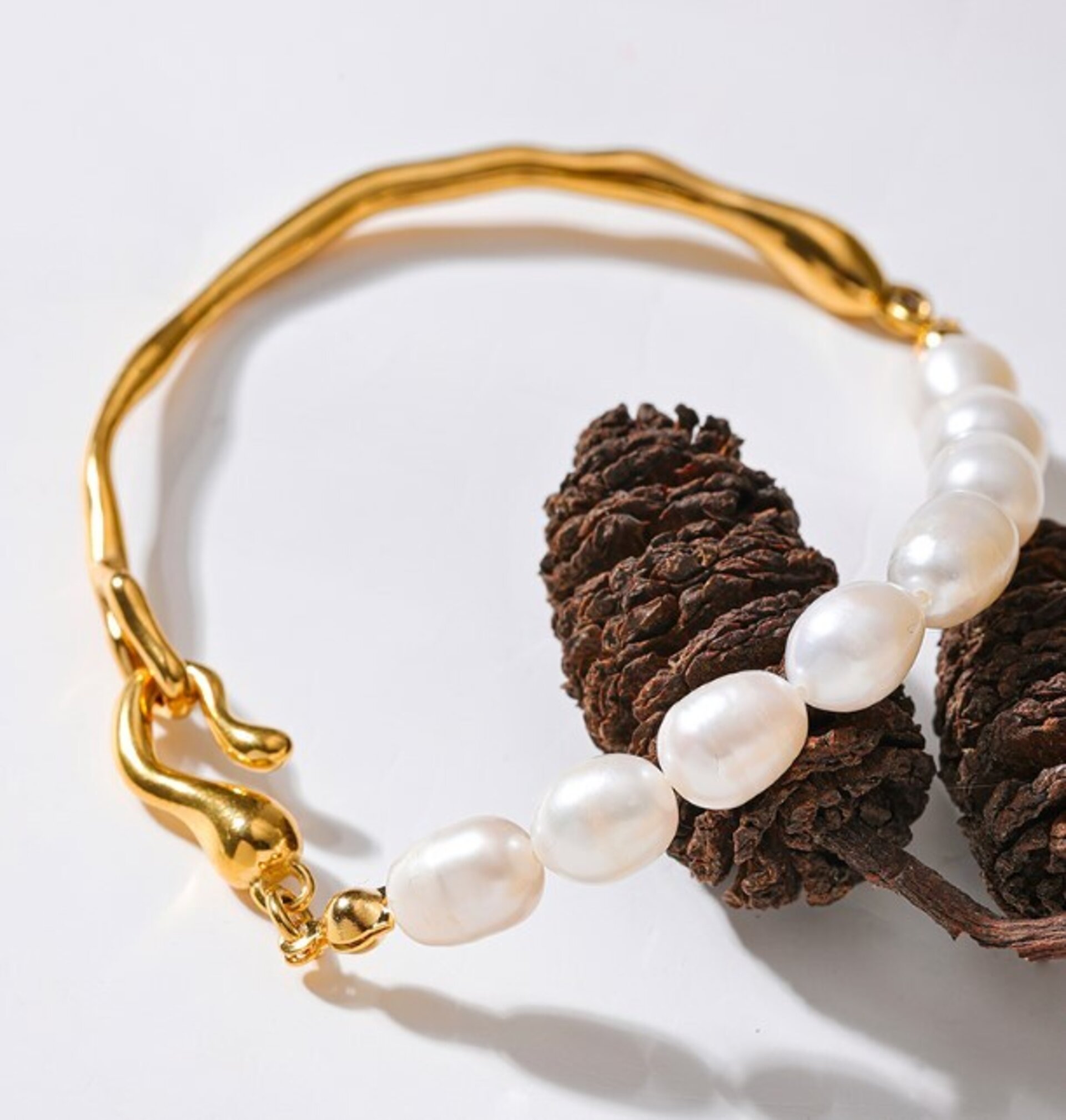 Pulsera perlas MALLORCA acero y oro waterproof - 4