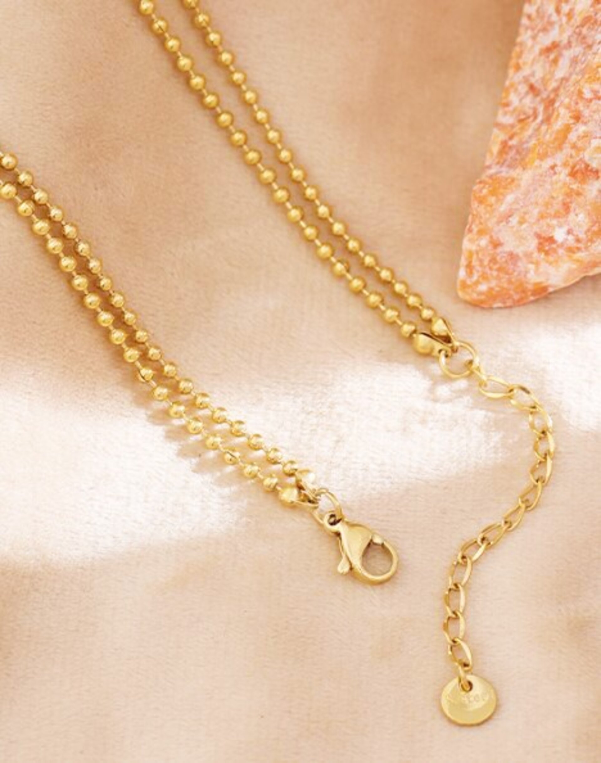 Collar gargantilla DOUBLE DROPS, acero y oro waterproof - 8