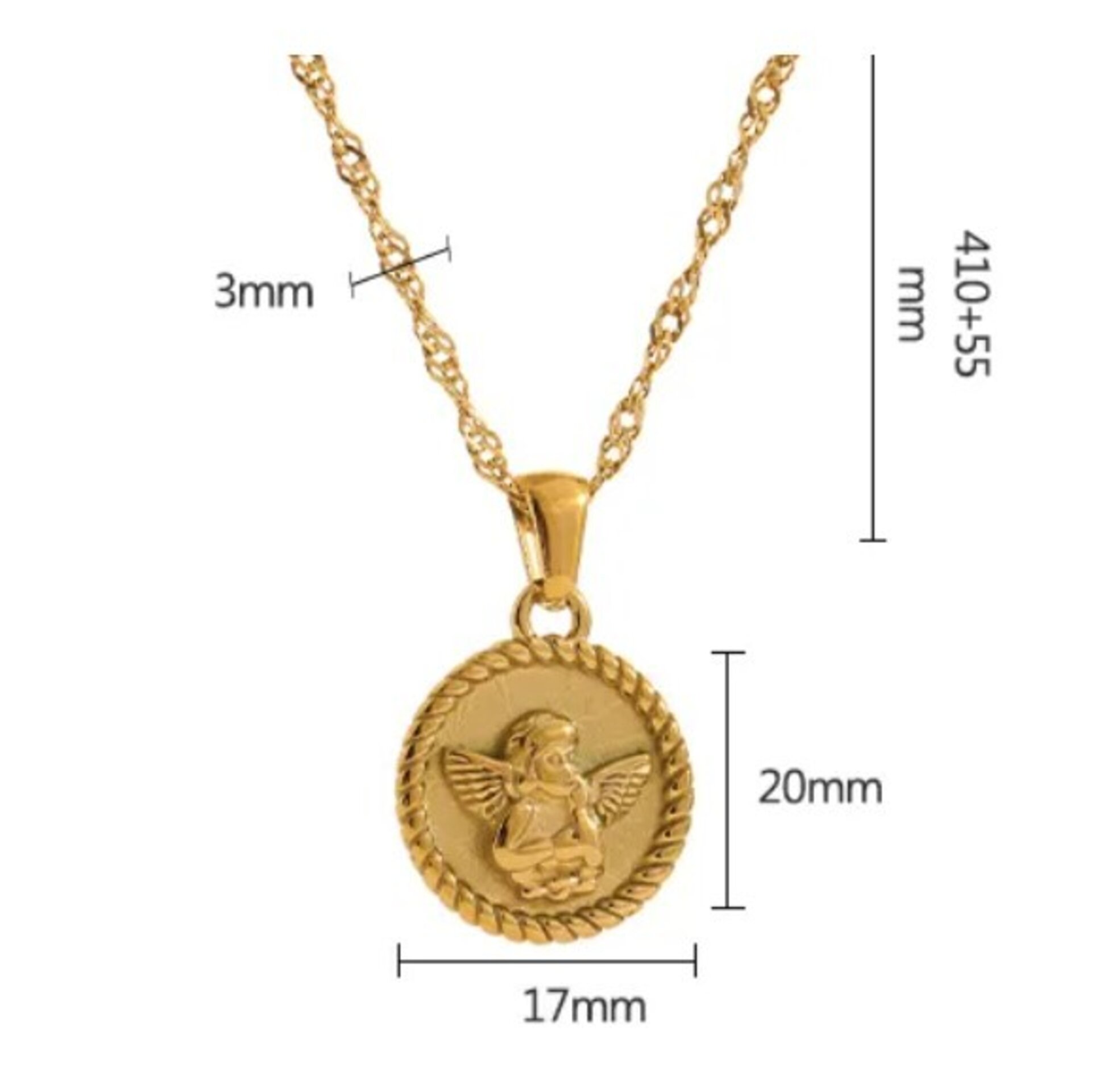 COLGANTE ANGEL DE LA GUARDA ACERO Y ORO WATERPROOF - 2