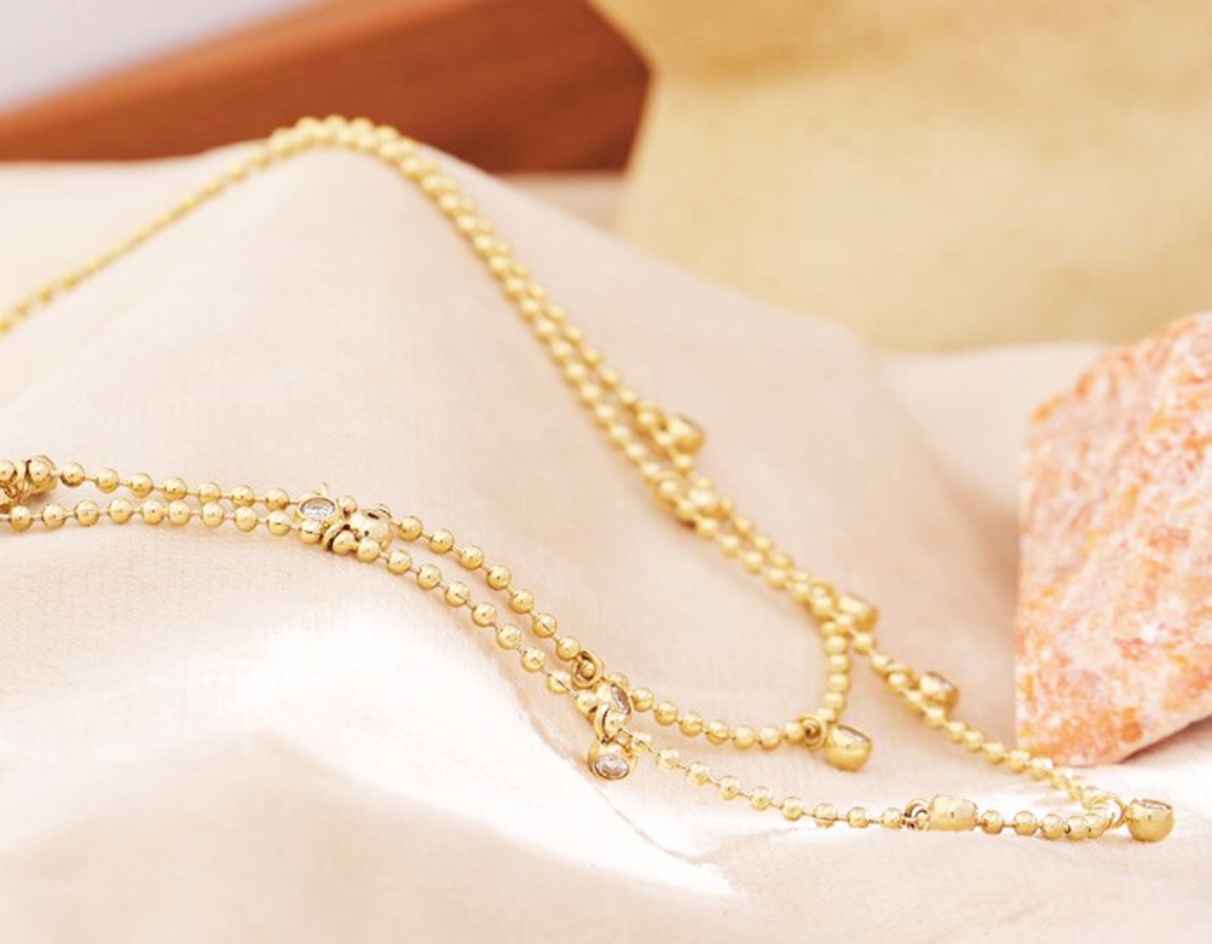 Collar gargantilla DOUBLE DROPS, acero y oro waterproof - 5