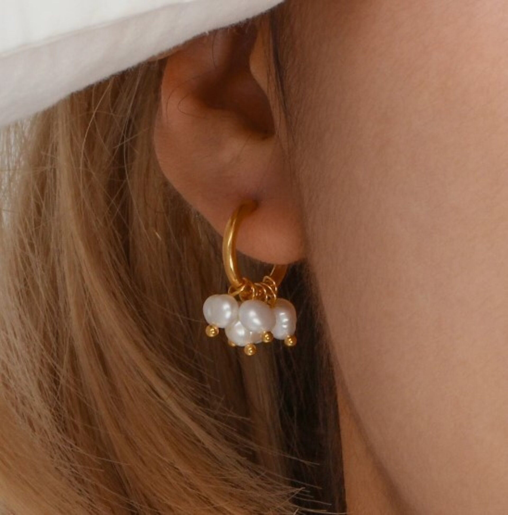 Pendientes perlas MALLORCA acero y oro resistentes al agua - 7