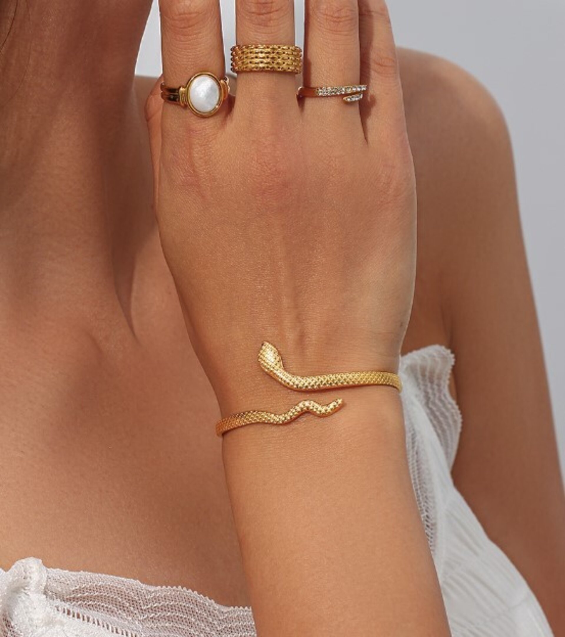 Brazalete SNAKE acero y oro resistente al agua - 2