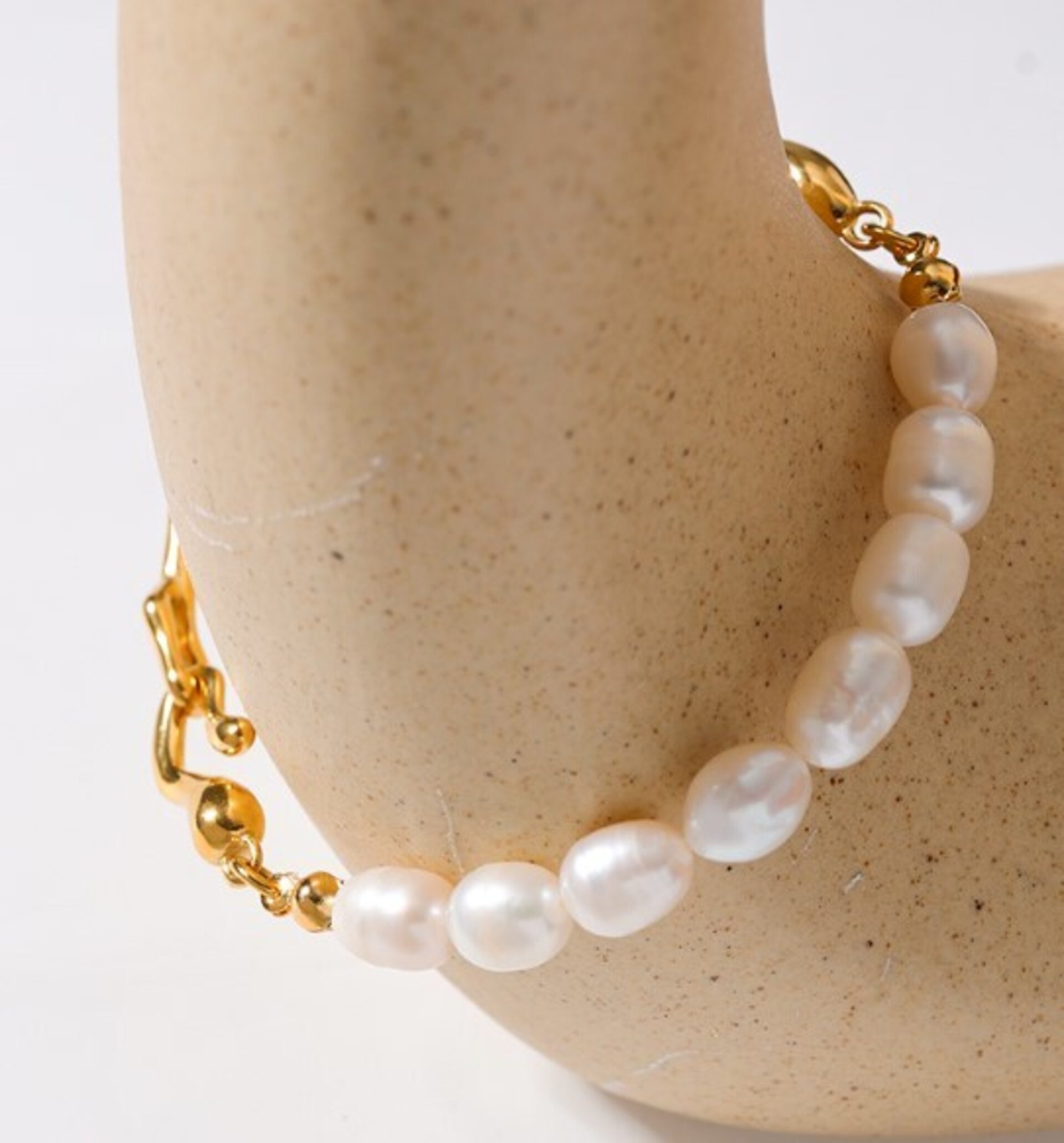 Pulsera perlas MALLORCA acero y oro waterproof - 8