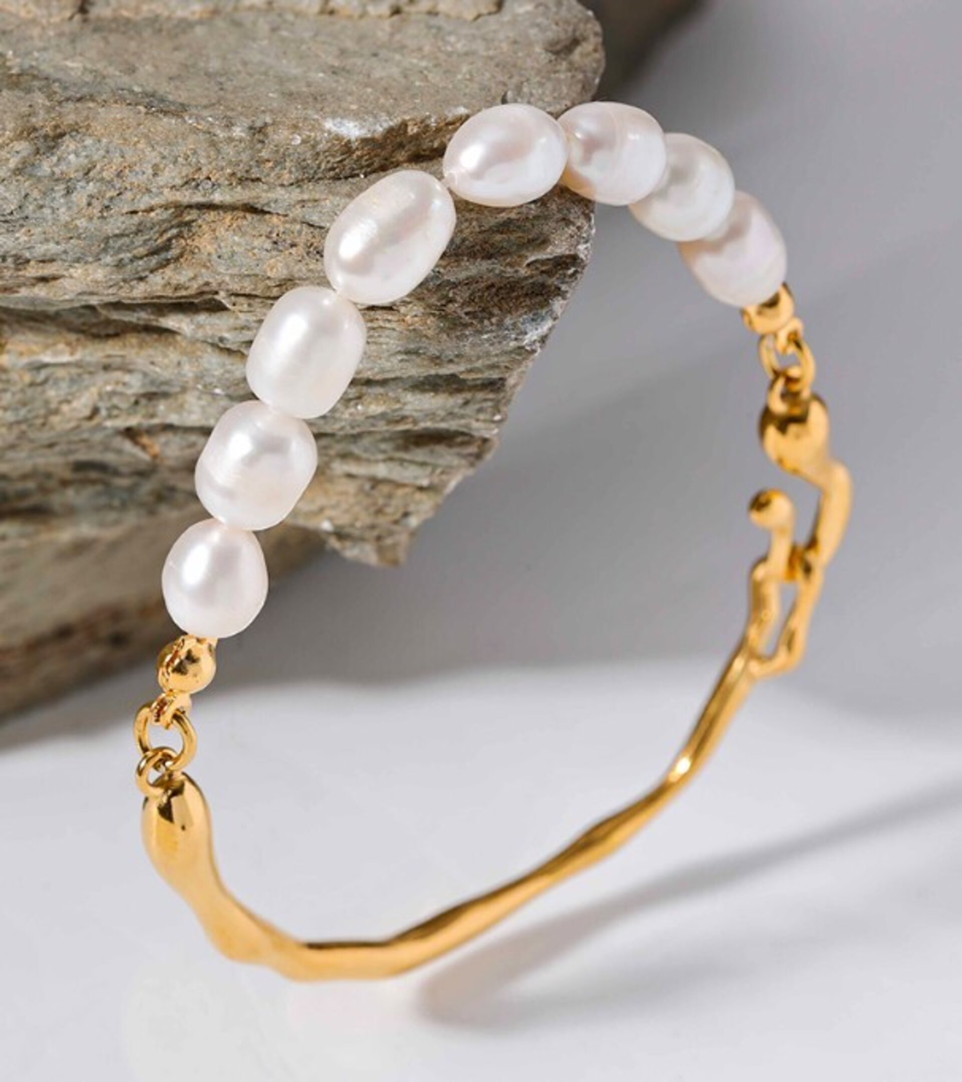 Pulsera perlas MALLORCA acero y oro waterproof - 2
