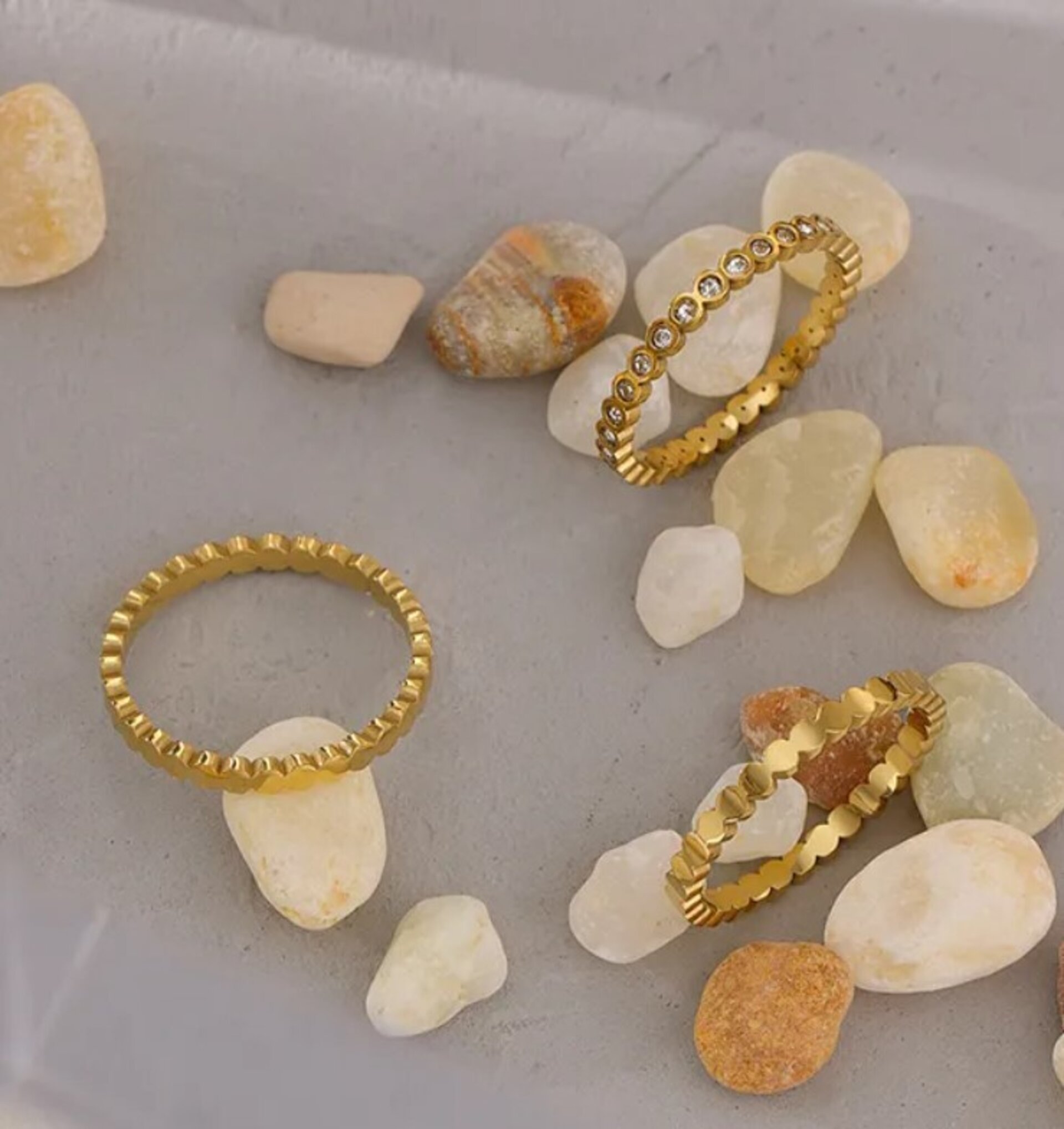 ANILLO TRIPLE FANTASÍA ACERO Y ORO WATERPROOF - 2